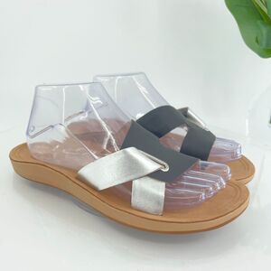 OluKai Women's Sandals with Silver and Black Straps